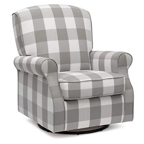 Delta Children Oakley Nursery Glider Swivel Rocker Chair, Dolphin Grey Velvet - Image 7