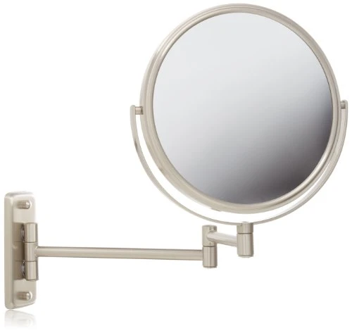Jerdon 8-Inch Two-Sided Swivel Wall Mount Mirror - Makeup Mirror With 8X Magnification & 13.5 Inch Wall Extension - Nickel Finish - Model JP7808N - Image 4