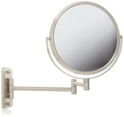 Jerdon 8-Inch Two-Sided Swivel Wall Mount Mirror - Makeup Mirror With 8X Magnification & 13.5 Inch Wall Extension - Nickel Finish - Model JP7808N