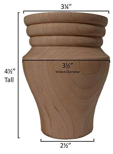BingLTD - 4 1/2" Unfinished Profile Cherry Sofa Legs, Bun Feet - Set Of 4 (BF5231-CHER-UNF) - Image 2