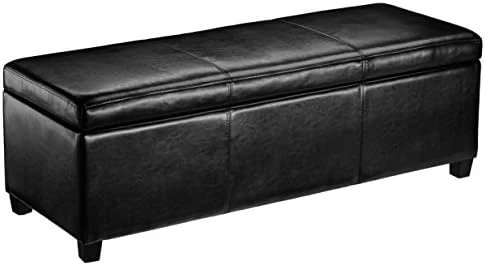 FIRST HILL FHW Madison Rectangular Faux Leather Storage Ottoman Bench, Large, Espresso Brown - Image 5