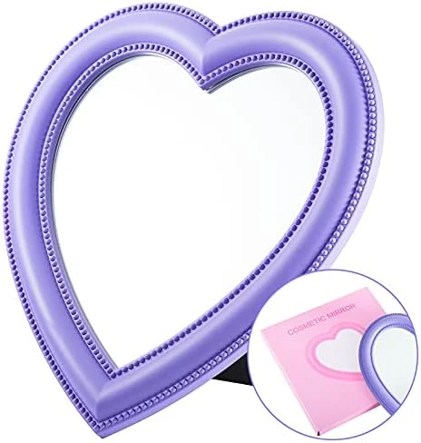 Jetec Heart Makeup Mirror Heart Shaped Mirror Tabletop Cosmetic Mirror Wall Mirror Vanity Mirror For Women Girls, 10.6 Inches (Pink) - Image 6