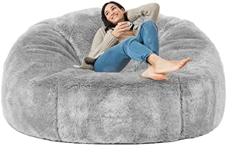 Taotique Giant Bean Bag Chair Cover(Cover Only, No Filler) Soft Faux RH Fur Sofa Bed Cover Washable Bean Bag Couch Cover For Adult And Kids With Liner - Image 12