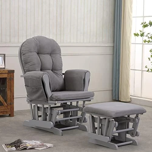 REJOICE HOME Atoll Glider With Ottoman, Espresso/Beige - Image 6