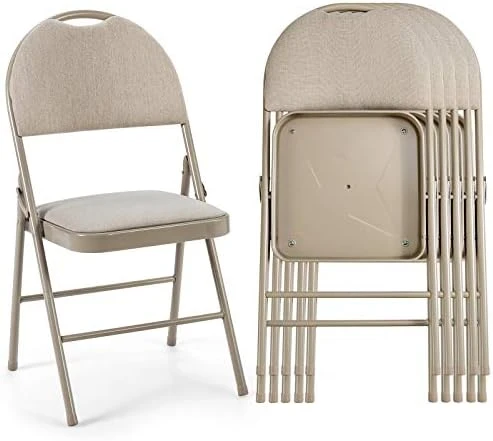 ARLIME 6 PCS Folding Chairs W/Padded Seats, Metal Folding Chair W/Upholstered Seat, Handle Hole, Steel Frame, Folding Chair For Home, Church, School, Office, Party, Courtyard Use, Beige - Image 7