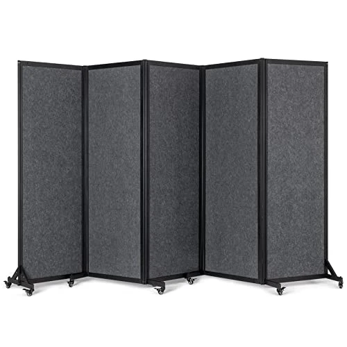 Strongbird Room Divider,Privacy Screen Partition Separator,Portable Commercial Room Dividers,Freestanding Office School Dividers, 126''(L)* 78.7''(H),5 Panel,Grey
