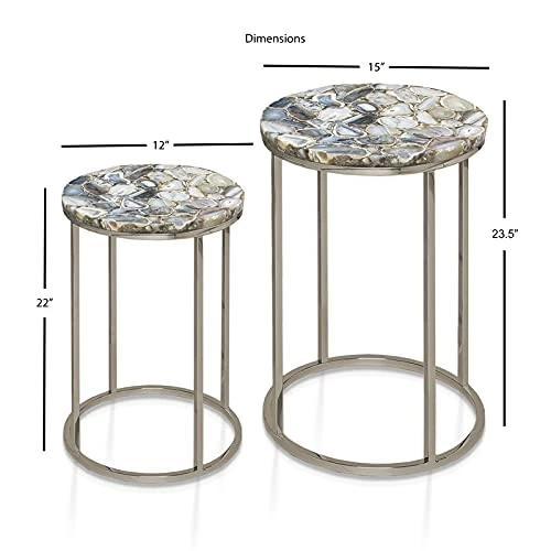 Steve Silver Onyx Nickel Agate Top Nesting Table - Image 3