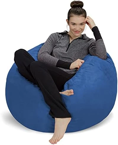 Sofa Sack Bean Bag Chair: 3' Memory Foam Furniture Bean Bag - Medium Sofa With Soft Micro Fiber Cover - French Blue - Image 3