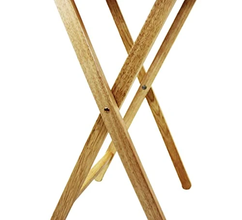EHemco Oversized Hardwood Folding TV Tray Tables For Eating, 25.5 Inches, Natural, Set Of 2 - Image 3