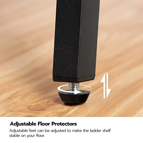 HOOBRO Ladder Shelf, 5-Tier Leaning Shelf Bookshelf, Plant Flower Stand, Storage Display Rack Shelves For Living Room Bathroom Office, Multifunctional Ladder Bookcase Rustic Brown BF71CJ01 - Image 3