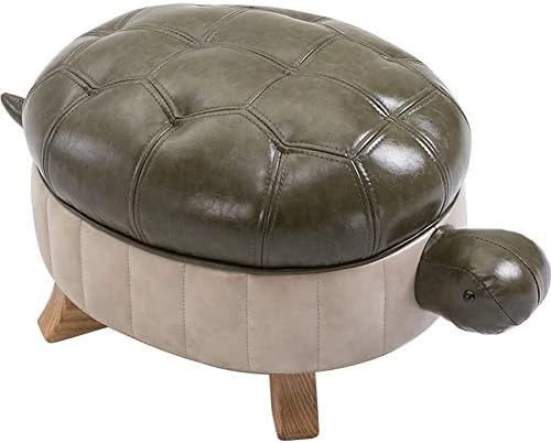 Kelendle Animal Footstool Turtle Upholstered Ottoman PU Leather Pouf Wood Foot Stool Rest For Living Room Bedroom Sofa Bench Seat Chair, Grass Green, Large - Image 8