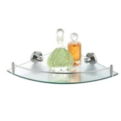 Axxentia Bad 282100 Corner Shelf 35x26 Cm With Chrome-Plated Railing And Glass Base By Axxentia Bad
