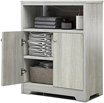 ELESS HOME Bathroom Storage Cabinet, Bathroom Floor Cabinet, Bathroom Cabinets Freestanding With 1 Door And 3 Open Shelves For Living Room Bathroom Home Office - Image 10