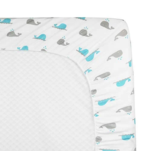 American Baby Company Natural Breathable Printed 100% Cotton Jersey Knit Fitted Crib Sheet For Standard Crib And Toddler Mattresses, Whale, For Boys And Girls - Image 4