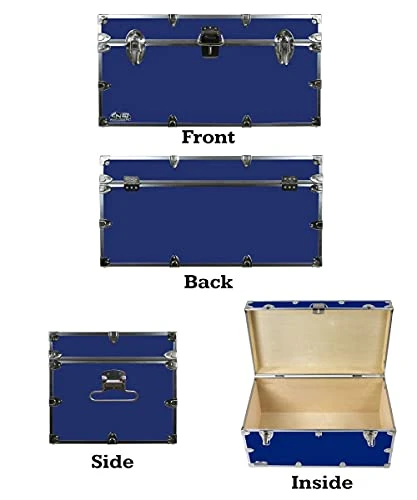 C&N Footlockers College Dorm Room & Summer Camp Lockable Trunk Footlocker With Wheels - Undergrad Trunk Available In 20 Colors - Large: 32 X 18 X 16.5 Inches (Royal Blue) - Image 2