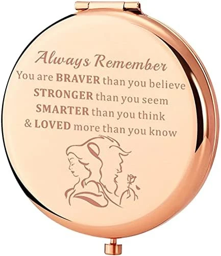 KEYCHIN Beauty Fairy Movie Pocket Mirror Princess Belle Fans Gifts Always Remember You Are Braver Stronger Smarter Than You Think Compact Mirror For Women Girls Teenagers (Beauty Beast Mirror-RG) - Image 6