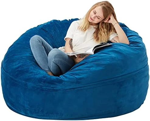 Azaeahom Bean Bag Chair:Large 5' Bean Bags With Memory Foam Filled, Large Beanbag Chairs Soft Sofa With Dutch Velet Cover-56×56"×36"(Royal Blue) - Image 11