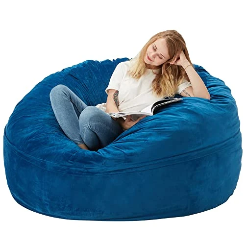 Azaeahom Bean Bag Chair:Large 5' Bean Bags With Memory Foam Filled, Large Beanbag Chairs Soft Sofa With Dutch Velet Cover-56×56"×36"(Royal Blue)