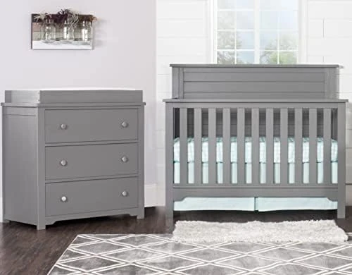 Forever Eclectic Farmhouse 3-Piece Nursery Set With 4-in-1 Convertible Crib, 3-Drawer Dresser, And Changing Table Topper By Child Craft (Brushed Truffle) - Image 6