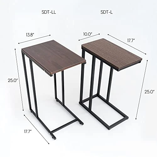 IRIS USA SDT Metal Side, Wood Accent Sofa End Table Computer Desk Coffee Snack, Night Stand, C-Shape Basic - Image 2