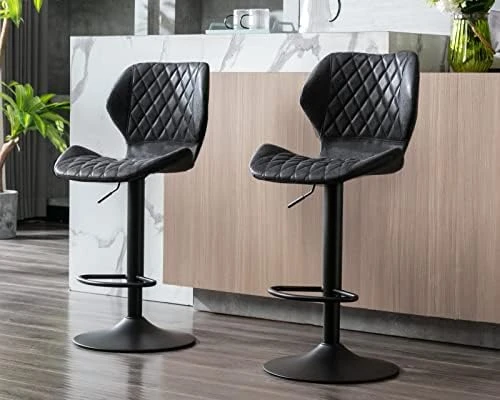 CIMOTA Velvet Bar Stools Set Of 2 Adjustable Height Bar Chairs With Back Modern Swivel Barstools For Kitchen/Home Bar/Dining Room/Office, (23.6 To 31.5 Inch/Gold Base/Navy Blue) - Image 10