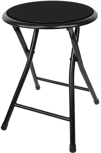 Trademark Home Collection 18 Inch Cushioned Folding Stool, Black - Image 5