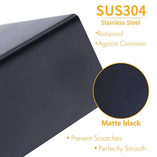 KES Bathroom Towel Ring SUS 304 Stainless Steel Shower Towel Hanger Holder Modern Square Style Wall Mount Matte Black Finish, A2480-BK - Image 4