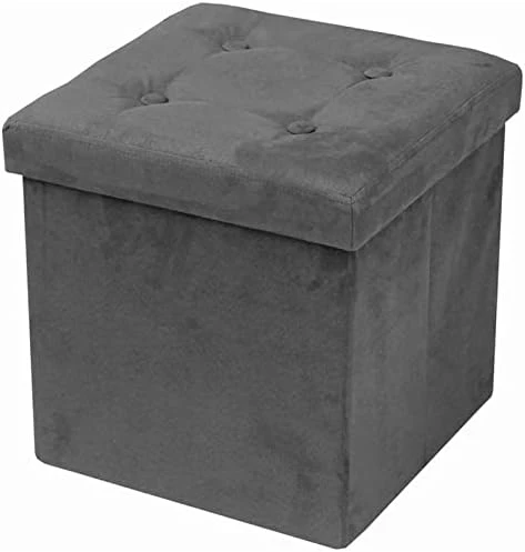 Sorbus Storage Ottoman Bench β Collapsible/Folding Bench Chest With Cover β Perfect Toy And Shoe Chest, Hope Chest, Pouffe Ottoman, Seat, Foot Rest, β Contemporary Faux Suede (Gray) - Image 7