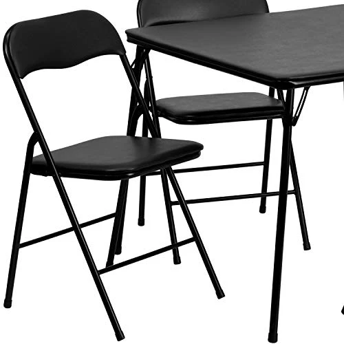 EMMA + OLIVER 5 Piece Black Folding Game Room Card Table And Chair Set - Image 5
