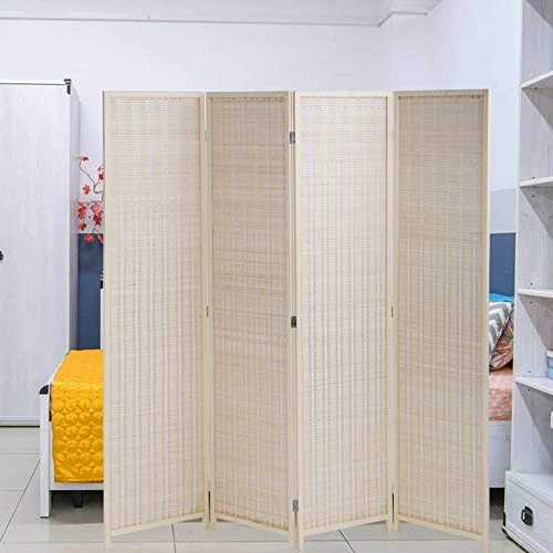 Room Divider Privacy Screen Folding 4 Panel 72 Inches High Portable Room Seperating Divider, Handwork Bamboo Mesh Woven Design Room Divider Wall, Room Partitions And Dividers Freestanding, Natural - Image 3
