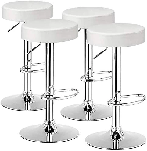 COSTWAY Bar Stool, Modern Swivel Backless Round Barstool, PU Leather Armless Bar Chair With Height Adjustable, Chrome Footrest, Sturdy Metal Frame For Kitchen Dining Living Bistro Pub (Black, 1 Pc) - Image 9