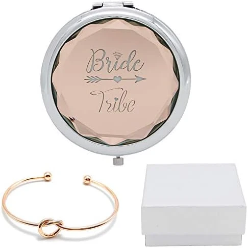 COFOZA Flower Girl Champagne Compact Pocket Makeup Mirror With Rose Gold Knot Bracelet And Gift Box For Wedding Proposal Gift - Image 5