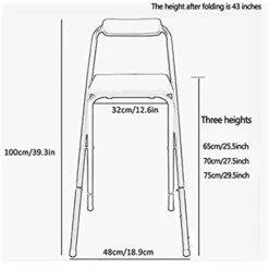 KUANGPAISI Foldable Bar Stools With Backrest,Leather Padded Counter Tall Folding Stool,Portable Folding Stool Tall Bar Stools For Outdoor Kitchen Shop Cafe,seat Height 25.5inch(Black/White)