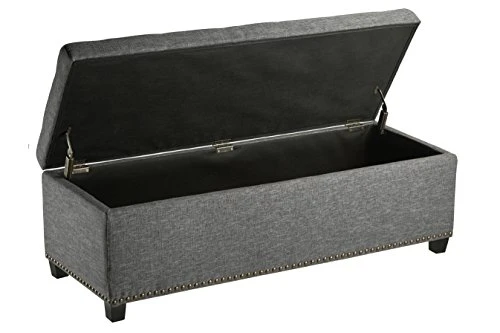FIRST HILL FHW Thomas Rectangular Storage Ottoman Bench, Large, Stone Grey - Image 4