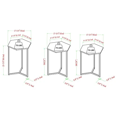 Walker Edison Modern Hexagon Nesting Side End Table Set Living Room Storage Small End Table, Set Of 3, Marble And Gold - Image 2