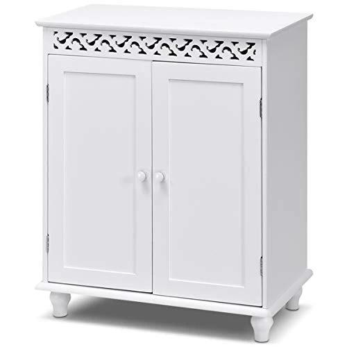 GLACER Bathroom Floor Cabinet, Freestanding Bathroom Storage Cabinet With Double Doors, Suitable For Bathroom, Living Room, Bedroom, Hotels, 24 X 13.5 X 30.5 Inches (White)