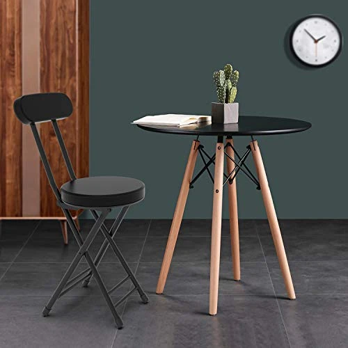 Mspehm Folding Stool,Cushioned Padded Folding Stool 18.1 Inch,Black Portable Heavy Duty Collapsible Padded Round Stool - Image 5