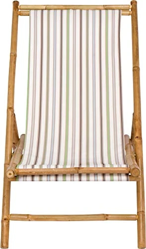 Statra Folding Bamboo Sling Chair Set Of 2, White Stripes - Image 2