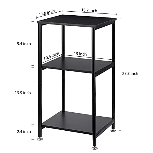 MOOACE Tall Side Table, 3 Tier End Table, Side Table With Storage Shelf For Bedroom Living Room, Small Nightstand For Small Spaces, Black - Image 2