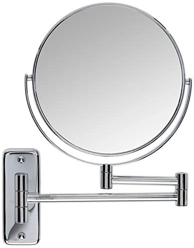 Jerdon 8-Inch Two-Sided Swivel Wall Mount Mirror - Makeup Mirror With 8X Magnification & 13.5 Inch Wall Extension - Nickel Finish - Model JP7808N - Image 3