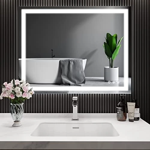 BesMirror 40’’x24’’ Bathroom Mirror With Lights, Anti-Fog Wall Mounted LED Vanity Mirror With 3 Color, Shatter-Proof, Stepless Dimmable, Frameless, Smart Touch Button, Horizontal/Vertical - Image 7