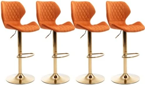 CIMOTA Velvet Bar Stools Set Of 2 Adjustable Height Bar Chairs With Back Modern Swivel Barstools For Kitchen/Home Bar/Dining Room/Office, (23.6 To 31.5 Inch/Gold Base/Navy Blue) - Image 9