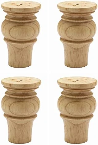 WEICHUAN Solid Wood Furniture Legs Bun Feet Replacement Sofa Couch Chair Ottoman Loveseat Coffee Table Cabinet TV Stand Dresser Wood Legs Set Of 4 (4", Primer Paint) - Image 4