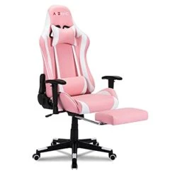 Pink Gaming Chair，Gaming Chair With Footrest，High Back Ergonomic Gaming Chair Adjustable，Racing Style PU Leather Gamer Chair，Massage Gaming Chair With Headrest And Lumbar Support