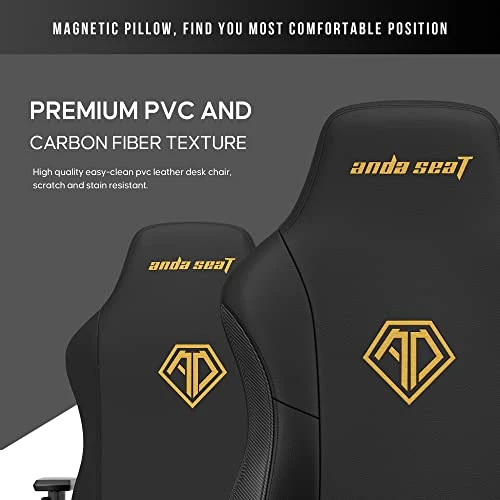 AndaSeat Phantom 3 Series Premium Office Gaming Chair,Faux Leather, Black (Gold Logo) 20.4in Seat Depth… - Image 3