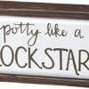 Primitives By Kathy Potty Like A Rock Star Box Sign, Wooden