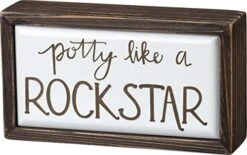 Primitives By Kathy Potty Like A Rock Star Box Sign, Wooden