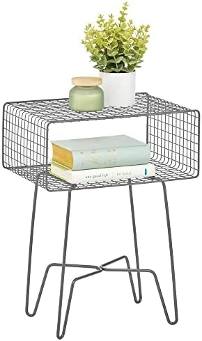 MDesign Modern Industrial Side Table With Storage Shelf, 2-Tier Metal Minimal End Table, Metallic Caged Grid - Accent Furniture For Living Room, Bedroom, Office, Dorm Room, Concerto Collection, Black - Image 10