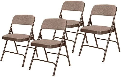 OEF Furnishings Deluxe Fabric Upholstered Double Hinge Premium Folding Chairs, Grey - Image 8