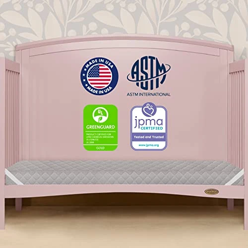 Dream On Me Asheville 4β Firm Fiber Crib And Toddler Mattress | Waterproof | GreenGuard Gold Certified | Dual-Sided Mattress | Grey Embossed Cover | Lightweight Reversible Design - Image 5